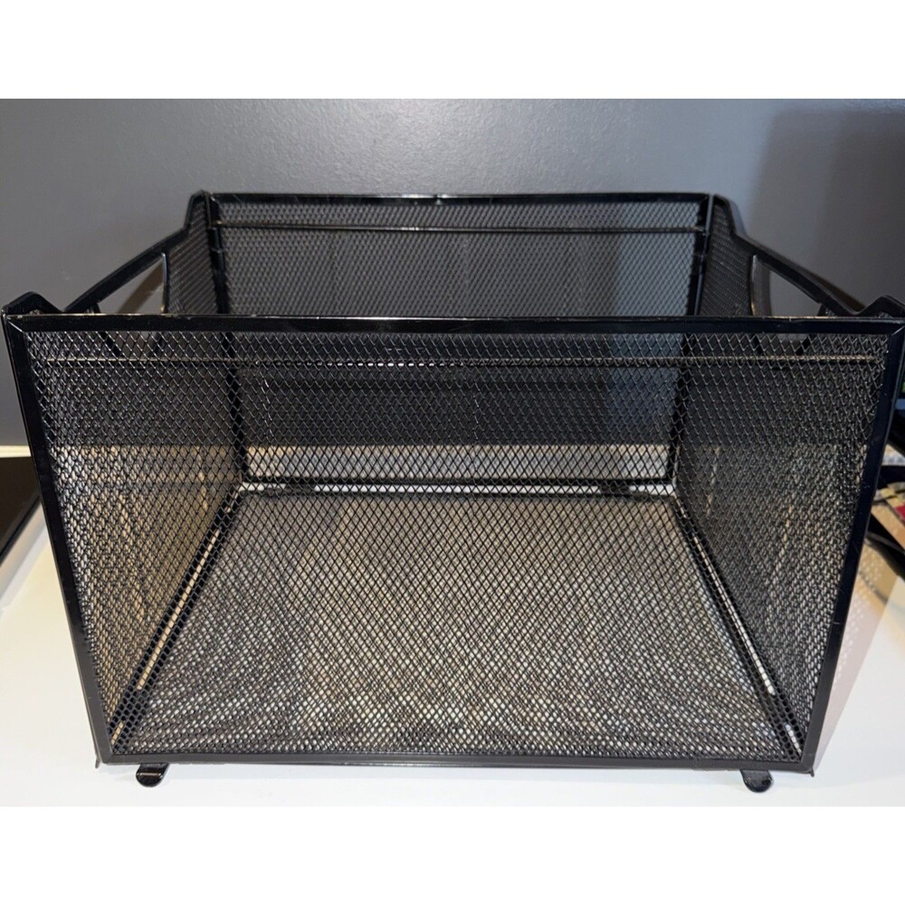Hanging file wire storage container box black mesh collapsible lightweight